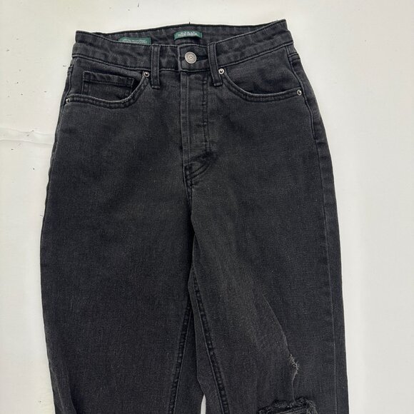 Wild Fable Super High Rise Slim Straight Distressed Button Fly Raw Hem Women 2 - Picture 2 of 5